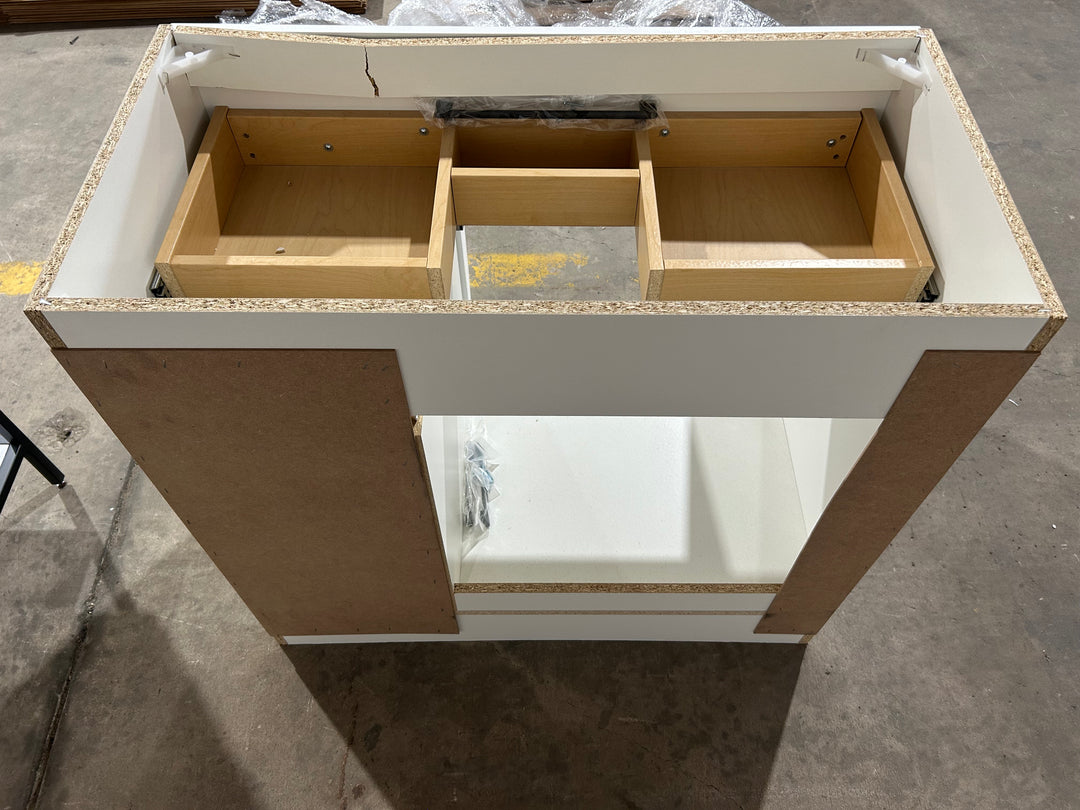 Style Selections Cauley 36-in True White Single sink Bathroom Vanity (DAMAGED) (NO TOP)