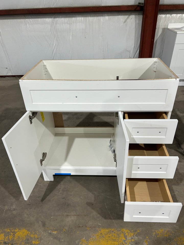 Style Selections Cauley 36-in True White Single sink Bathroom Vanity (DAMAGED) (NO TOP)