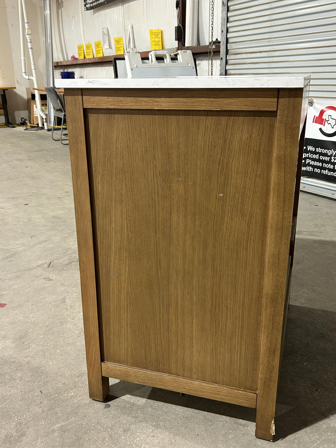 allen + roth Connery 30-in Golden Oak Undermount Single Sink Bathroom Vanity with White Engineered Stone Top (damaged)