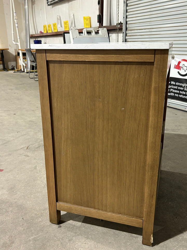 allen + roth Connery 30-in Golden Oak Undermount Single Sink Bathroom Vanity with White Engineered Stone Top (damaged)