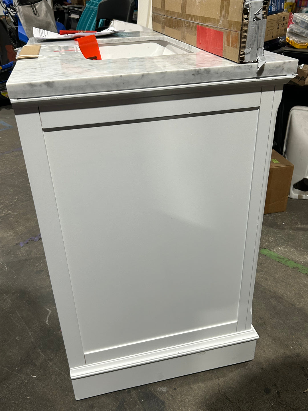 allen + roth Roveland 30-in White Undermount Single Sink Bathroom Vanity with Natural Carrara Natural Marble Top (open box)