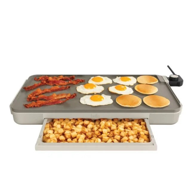 Bella 12" x 22" XL Griddle with Warming Tray (Open Box)