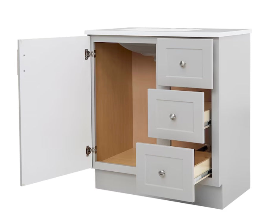 Style Selections Davies 30-in Gray Single sink Bathroom Vanity with White Cultured marble Top