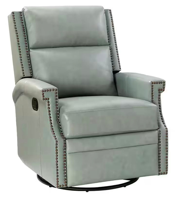 HULALA HOME Canace Modern Genuine Leather Manual Glider Rocker Recliner (Open Box)
