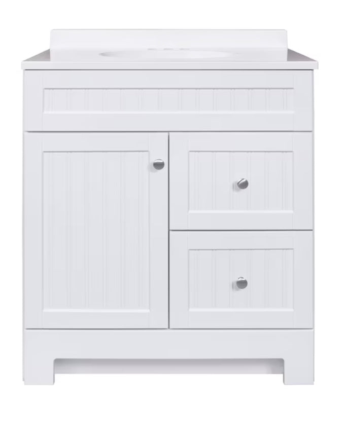 Style Selections Ellenbee 30-in White Single sink Bathroom Vanity with White Cultured marble Top (open box)