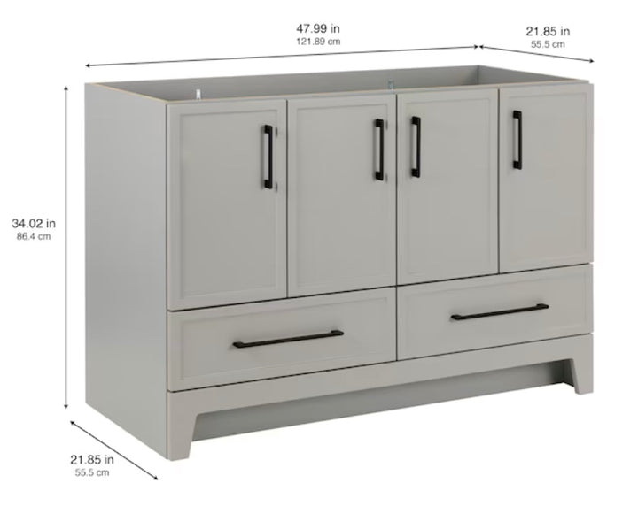 Style Selections Meera 48-in Light Gray Bathroom Vanity Base Cabinet with Marble Top (OPEN BOX)