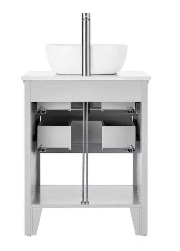 Style Selections Cromlee 24-in Light Gray Single sink Bathroom Vanity with White Engineered stone Top (Faucet Included) (open box)