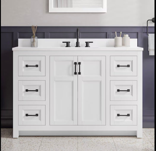 Style Selections Lowry 49-in White Single Sink Bathroom Vanity (No Top) (DAMAGED)