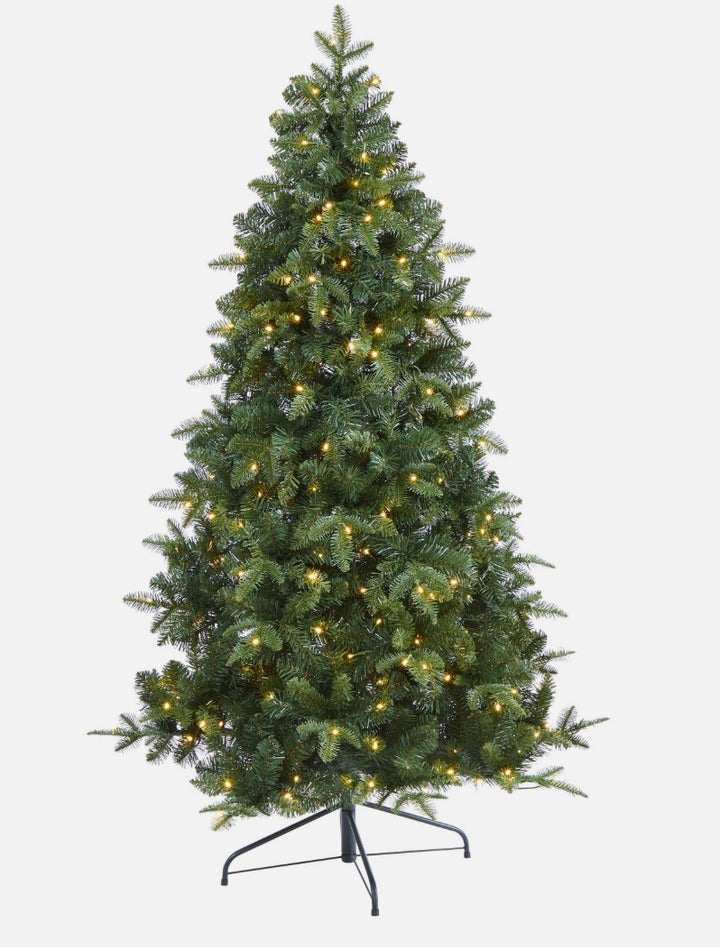 6' Grand Teton Spruce Flat Back Christmas Tree with 180 Clear LED - Green (open box)