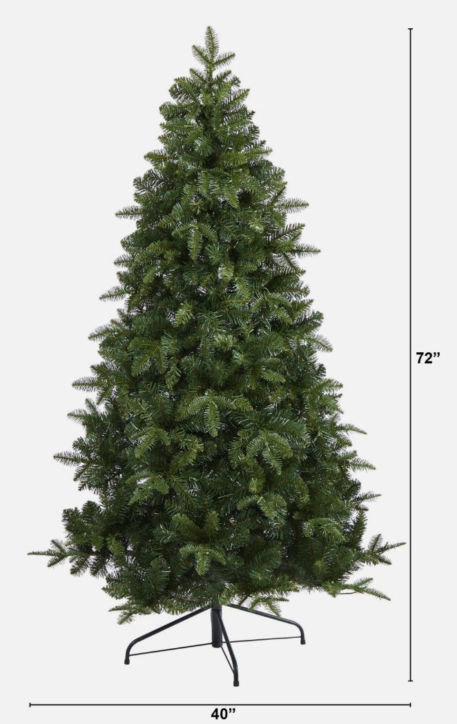 6' Grand Teton Spruce Flat Back Christmas Tree with 180 Clear LED - Green (open box)