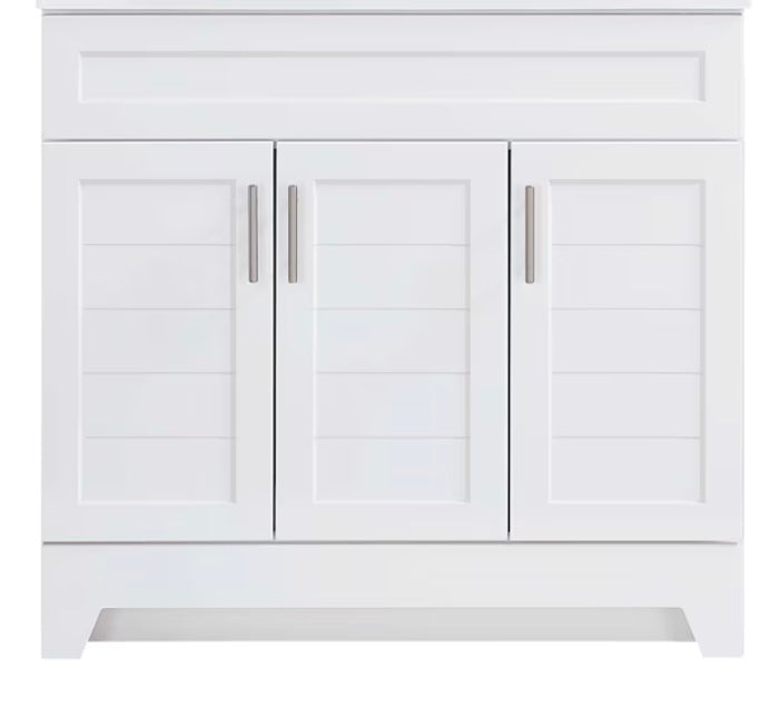 Style Selections Kirkman 36in True White Single Sink Bathroom Vanity (NO TOP)