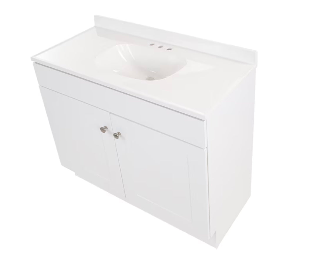 Project Source Dover 36-in White Single sink Bathroom Vanity with White Cultured marble Top