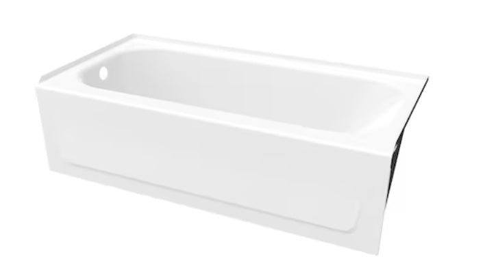 MAAX Pro Steel Plus 32-in x 60-in White Porcelain enameled steel Rectangular Alcove Soaking bathtub ( Left Drain )(open box)