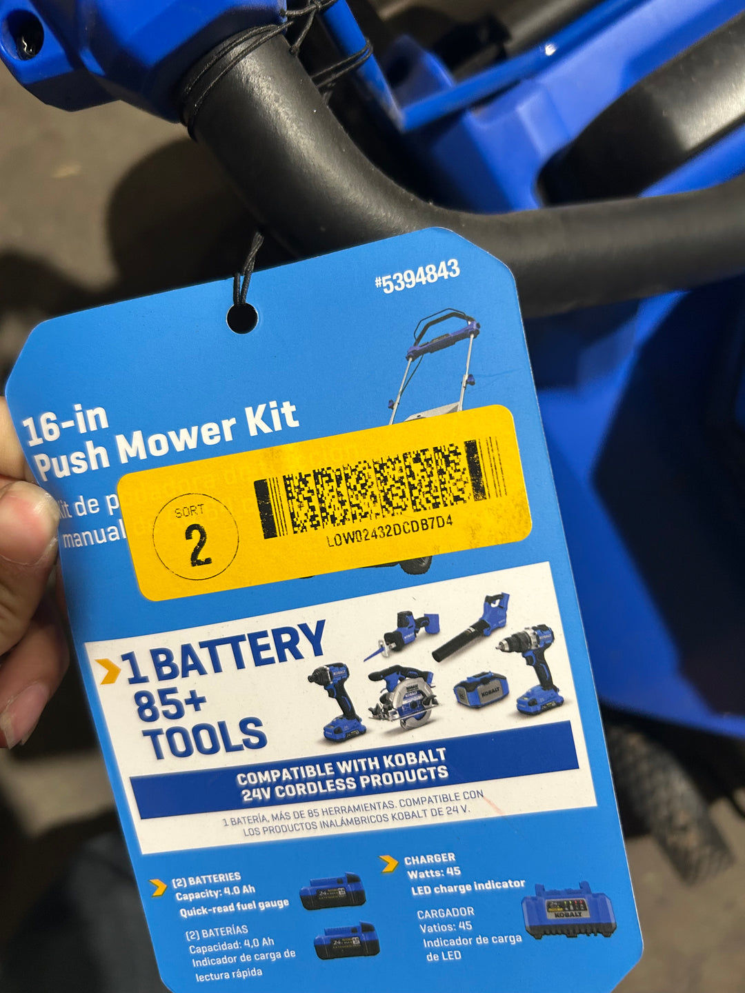 Kobalt 24-volt, 16-in Push Battery Walk Mower with (2) 4 Ah Battery Included (USED)