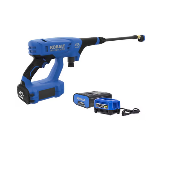 Hidrolavadora inalámbrica Kobalt de 600 PSI y 0,8 GPM con 5 boquillas de pulverización, batería y cargador