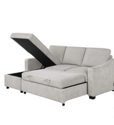 Coddle Aria Fabric Sleeper Sofa with Reversible Chaise and Storage, Beige