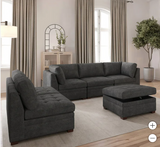 Thomasville Tisdale Modular Sectional 6-piece Dark Gray with Storage Ottoman