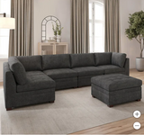 Thomasville Tisdale Modular Sectional 6-piece Dark Gray with Storage Ottoman