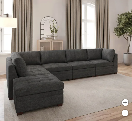 Thomasville Tisdale Modular Sectional 6-piece Dark Gray with Storage Ottoman