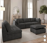 Thomasville Tisdale Modular Sectional 6-piece Dark Gray with Storage Ottoman