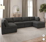 Thomasville Tisdale Modular Sectional 6-piece Dark Gray with Storage Ottoman