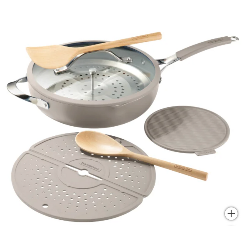 Tramontina 5-quart All-In-One Plus Ceramic Non-Stick Pan, 7-piece Set, Gray (OPEN BOX)