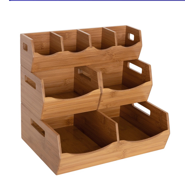 Seville Bamboo Stackable Bin Organizer, 4 Piece