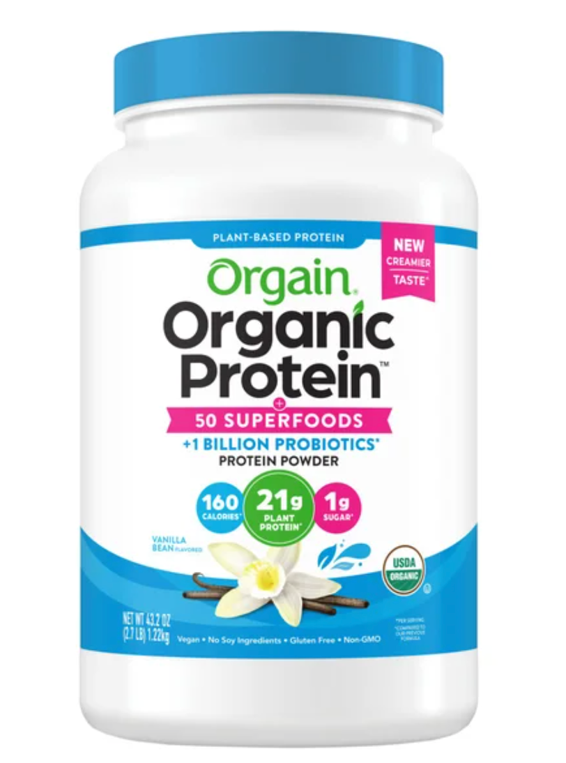 Orgain Organic Protein and Superfoods Plant Based Protein Powder, Vanilla Bean, 2.7 lbs