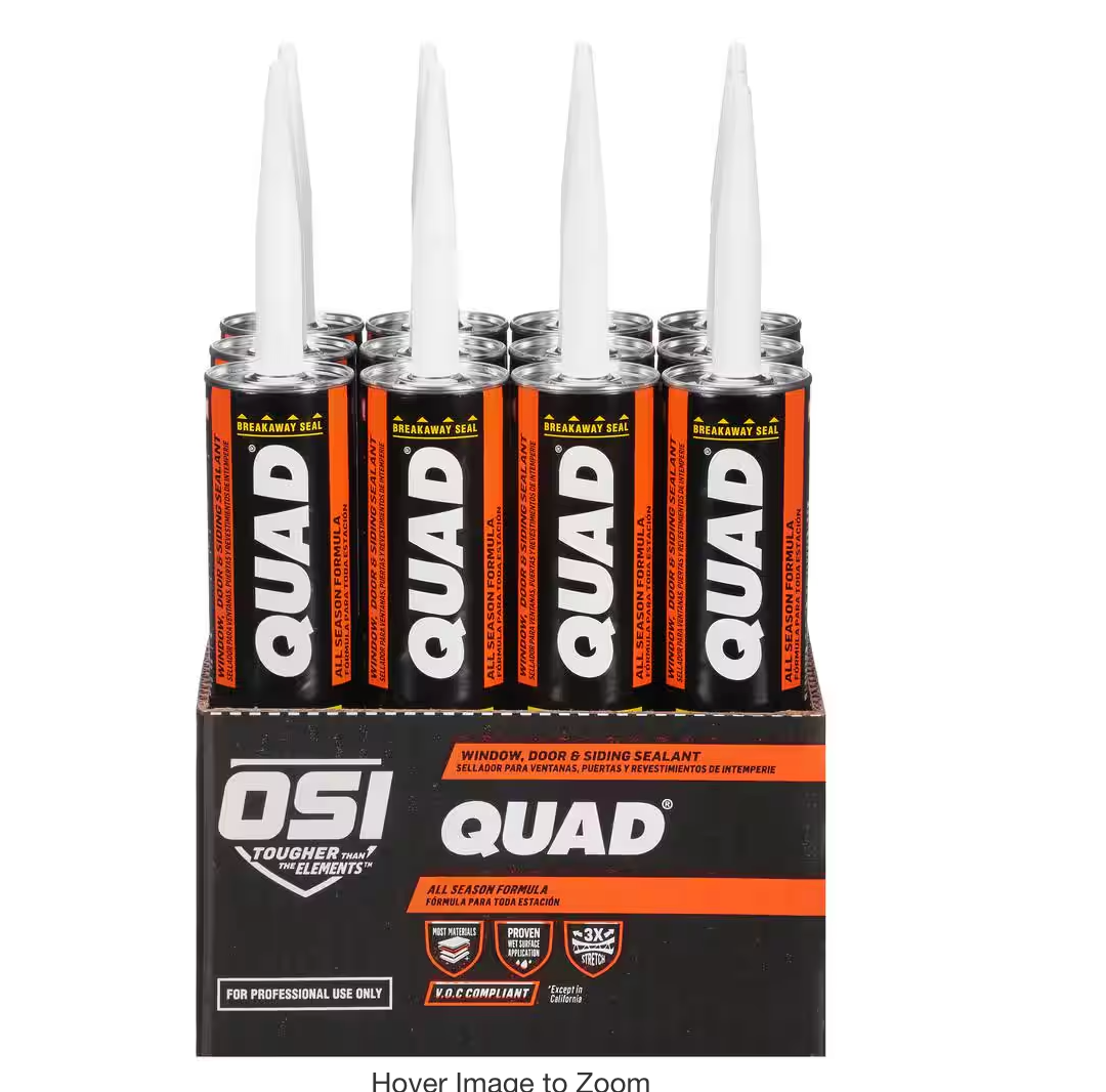 OSI Quad Window, Door and Siding Sealant Beige 455, 10 fl oz, Cartridge (12 Pack)