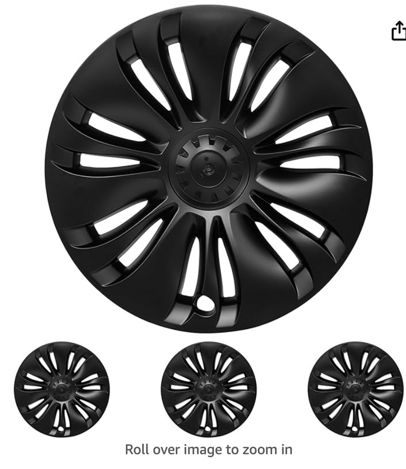 2020-2024 Model Y Hubcaps - 20Inch Gemini Wheel Covers OEM Wheel Caps 20'' Überturbine Wheel Hub Caps Replacement Compatible with Tesla Model Y Accessories (Matte Black - 4 Pack)