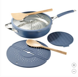 Tramontina 5-quart All-In-One Plus Ceramic Non-Stick Pan, 7-piece Set, Blue