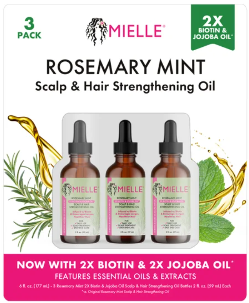 Mielle Rosemary Mint Scalp & Hair Strengthening Oil, 2 fl oz, 3-pack