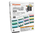 Sylvania Stay Lit Platinum Strings Christmas Lights - Color Action Mini Lights - 1 Strings, 200 Lights Per String (open box)