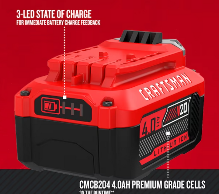 CRAFTSMAN V20 20-Volt 4 Ah; Lithium Ion (li-ion) Battery