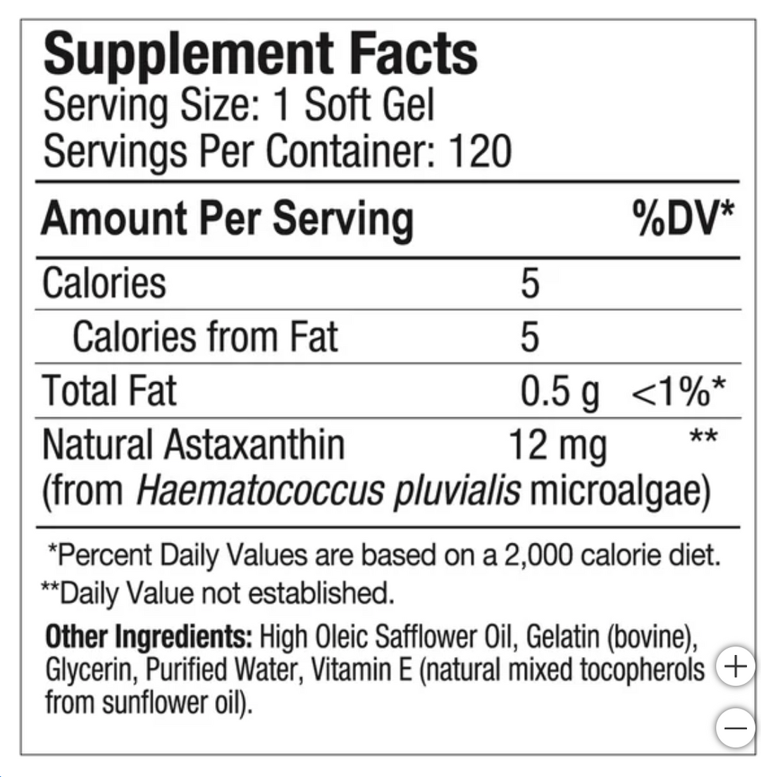 BioAstin Astaxantina Hawaiana 12 mg, 120 cápsulas blandas (nuevo)