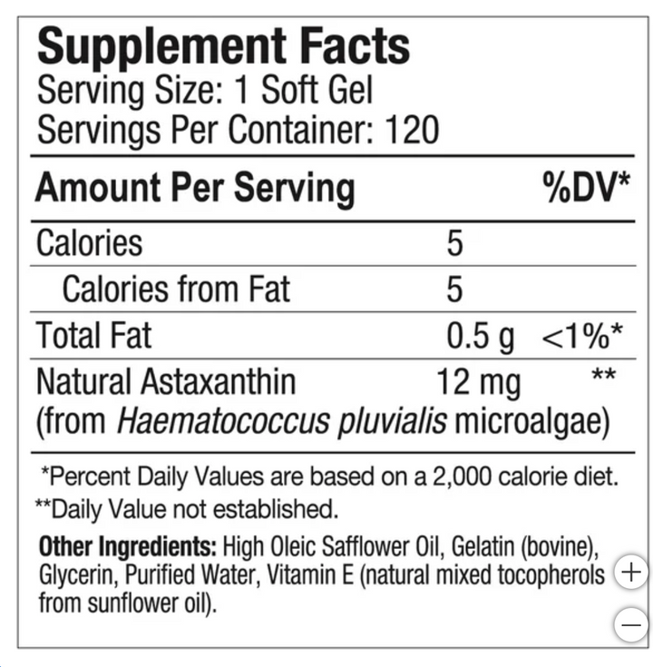 BioAstin Astaxantina Hawaiana 12 mg, 120 cápsulas blandas (nuevo)
