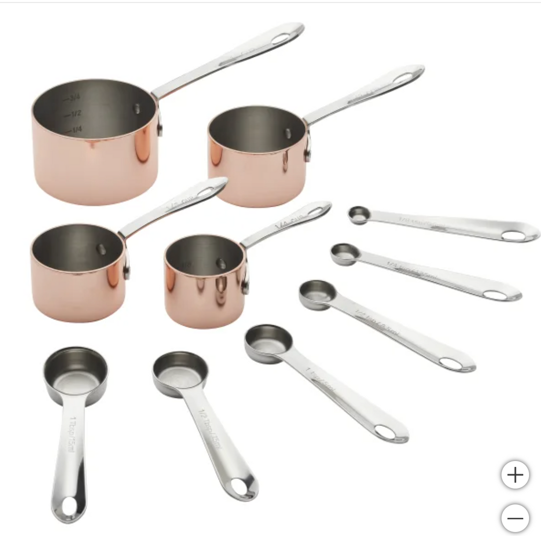 MIU Copper Plated & Stainless Steel Measuring Cups and Spoons, 10 Piece Set (new)