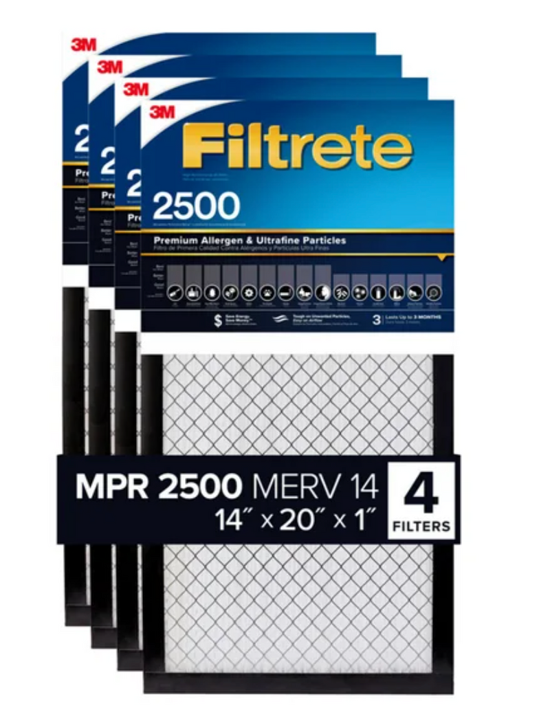 3M 2500 Series Filtrete 1" Filter 14x20x1 , 4-pack (new)