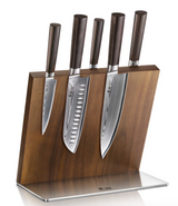 Cangshan SOBU Series 6-Piece Magnetic Block Set, X-7 Damascus Steel, HUA Acacia Block, 503817 (OPEN BOX)