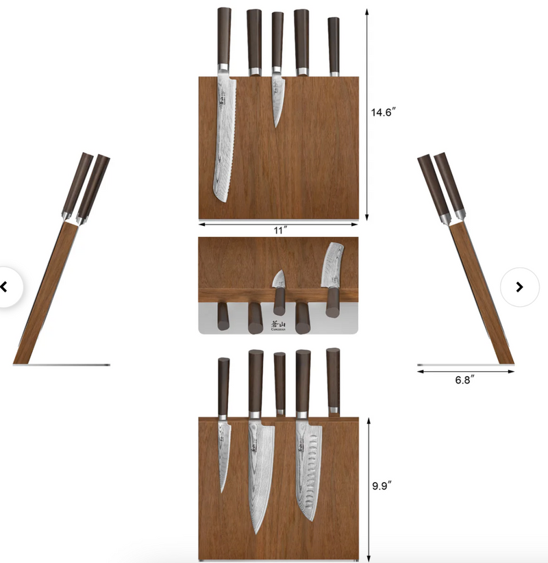 Cangshan SOBU Series 6-Piece Magnetic Block Set, X-7 Damascus Steel, HUA Acacia Block, 503817 (OPEN BOX)