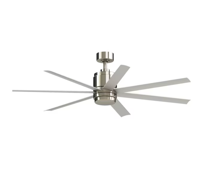 Fanimation Studio Collection Blitz 56-in Brushed Nickel with Gray Blades Integrated LED Indoor/Outdoor Ceiling Fan with Light and Remote (7-Blade) (OPEN BOX)