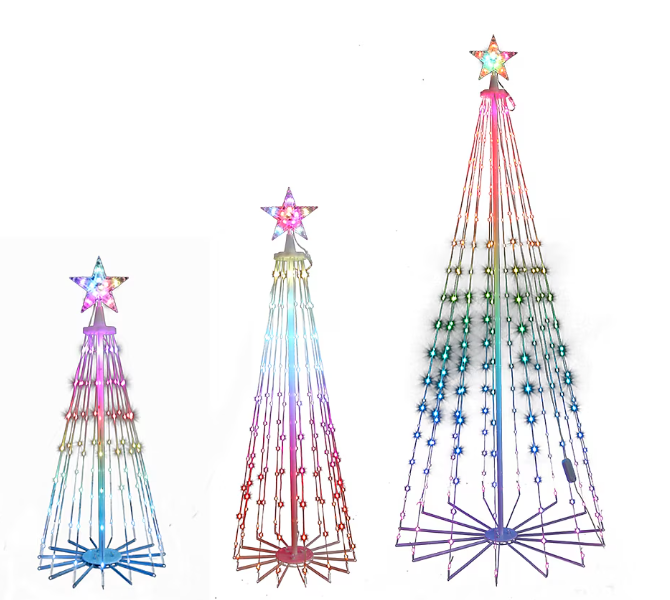 Holiday Living 3 -Pack 74-Inches Freestanding Cone tree Yard decoration with Color changing LED Lights (OPEN BOX)