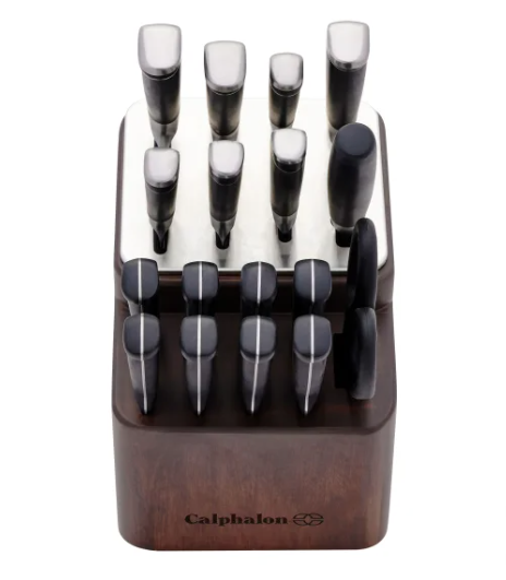 Calphalon Premier SharpIN Knife Set with Sharpening Knife Block, 18-piece Carbon Steel Kitchen Knife Set (used)