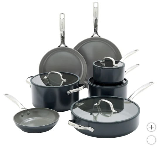 GreenPan Eras Ceramic Non-Stick 11-piece Cookware Set (open box)