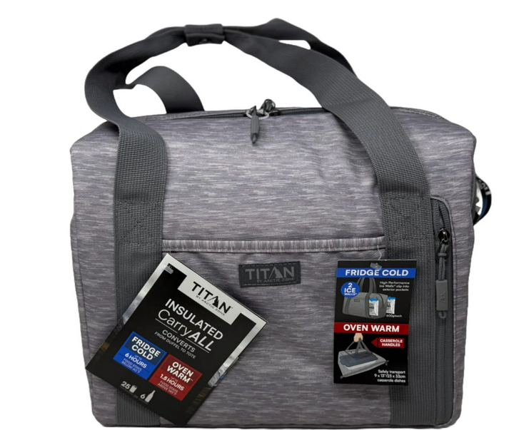 Titan Insulated Carry All Converts Duffel to Tote Gray 6 Hrs Cold 1.5 Hrs Hot (new)