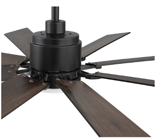 Harbor Breeze Talamore 60-Inches Matte Black with Auburn/Weathered Oak Blades Color-Changing Integrated LED Fixture Indoor/Outdoor Downrod or flush mount Standard Ceiling Fan With Light and Remote ( 8 -Blade)(OPEN BOX)