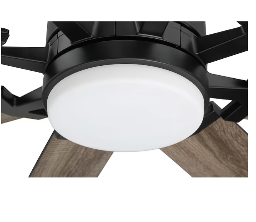 Harbor Breeze Talamore 60-Inches Matte Black with Auburn/Weathered Oak Blades Color-Changing Integrated LED Fixture Indoor/Outdoor Downrod or flush mount Standard Ceiling Fan With Light and Remote ( 8 -Blade)(OPEN BOX)