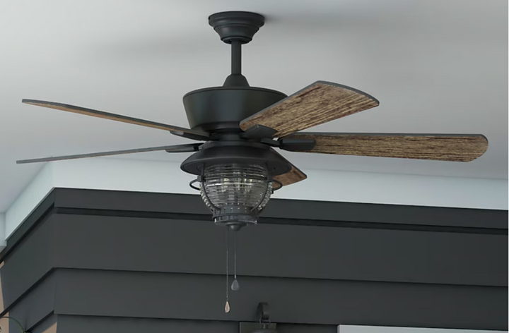 Harbor Breeze Merrimack II 52-Inches Bronze with Driftwood/Auburn Blades Indoor/Outdoor Downrod mount Standard Ceiling Fan With Light ( 5 -Blade) (open box)