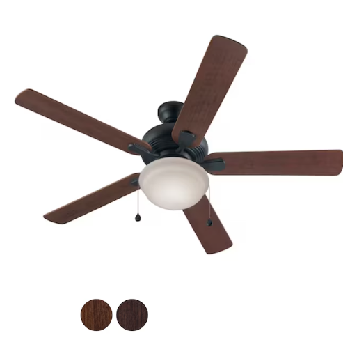 Harbor Breeze Caratuk River 52-Inches Bronze with Cocoa/Nutmeg Blades Indoor Downrod mount Standard Ceiling Fan With Light ( 5 -Blade) (open box)