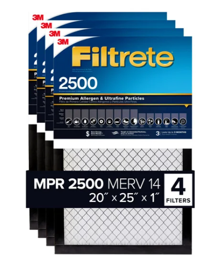 3M 2500 Series Filtrete 1" Filter, 4-pack, 20x25x1 (open box)